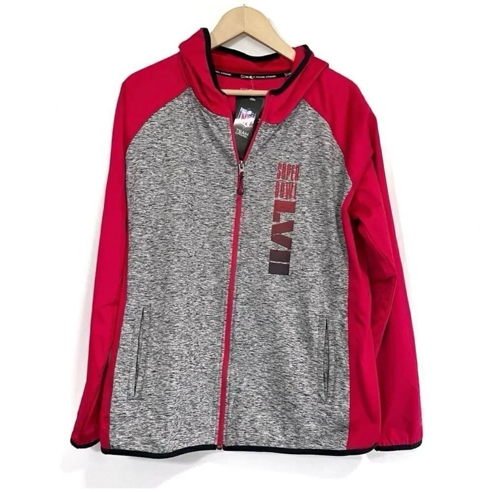 MSX Michael Strahan Size L Superbowl LVII Zip Up Hoodie Sweatshirt Colorblock